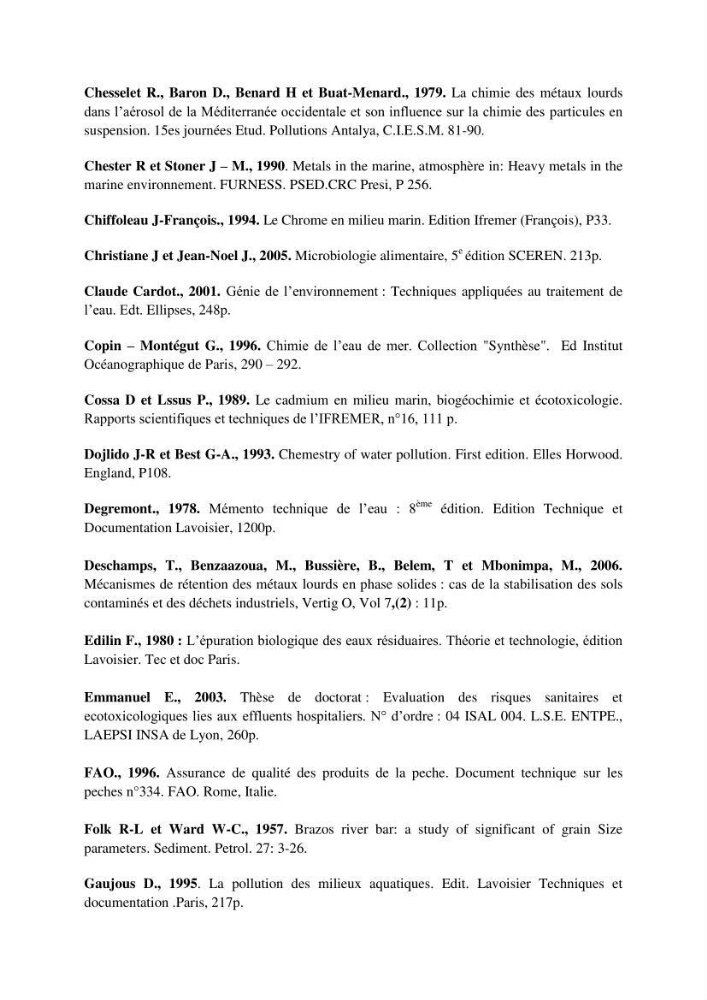 Détermination de l\'influence du rejet des eaux usées épurées par la STEP de Tipaza sur les caractéristiques physico-chimiques et bactériologiques des eaux de mer, cas de la plage de Chenoua