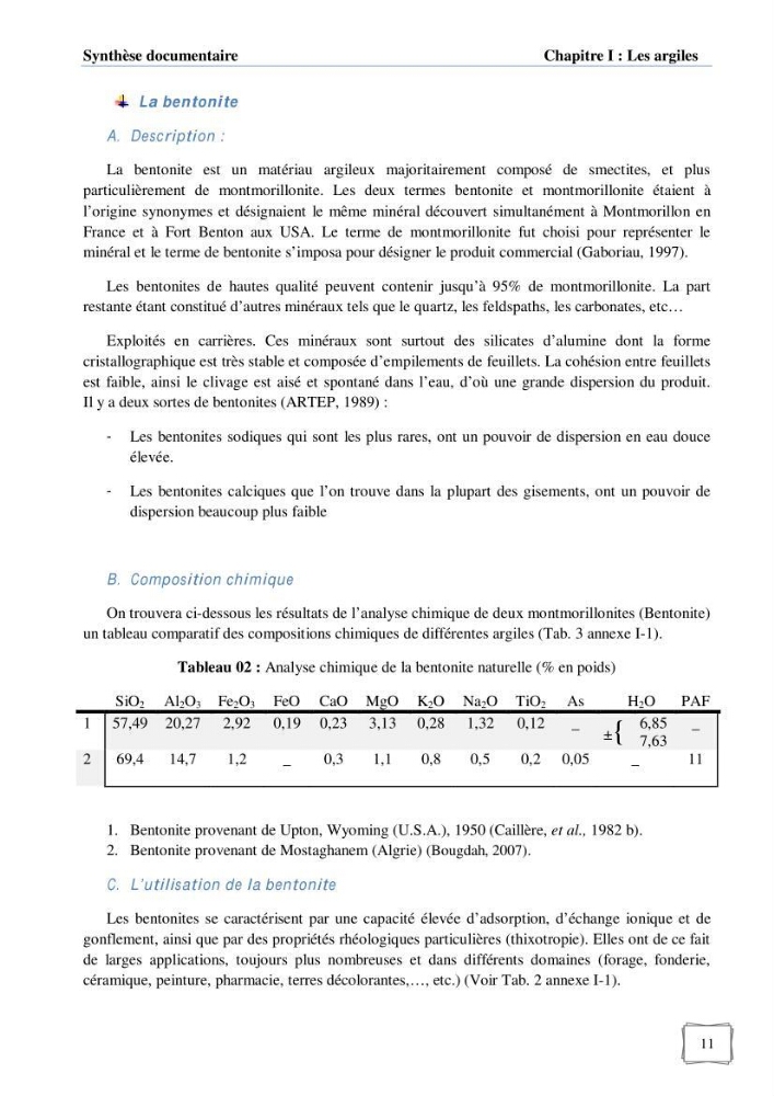Les paramètres influençant la rétention des métaux lourds dans l\'eau sur une bentonite naturelle Algérienne