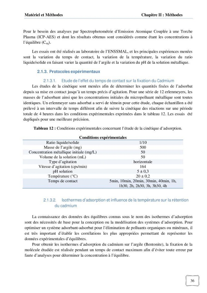 Les paramètres influençant la rétention des métaux lourds dans l\'eau sur une bentonite naturelle Algérienne