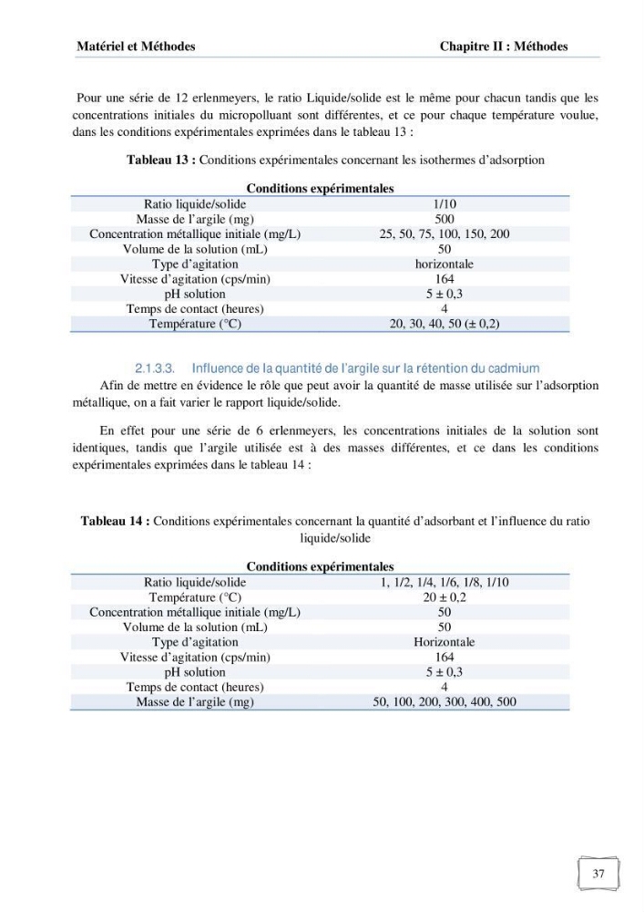 Les paramètres influençant la rétention des métaux lourds dans l\'eau sur une bentonite naturelle Algérienne