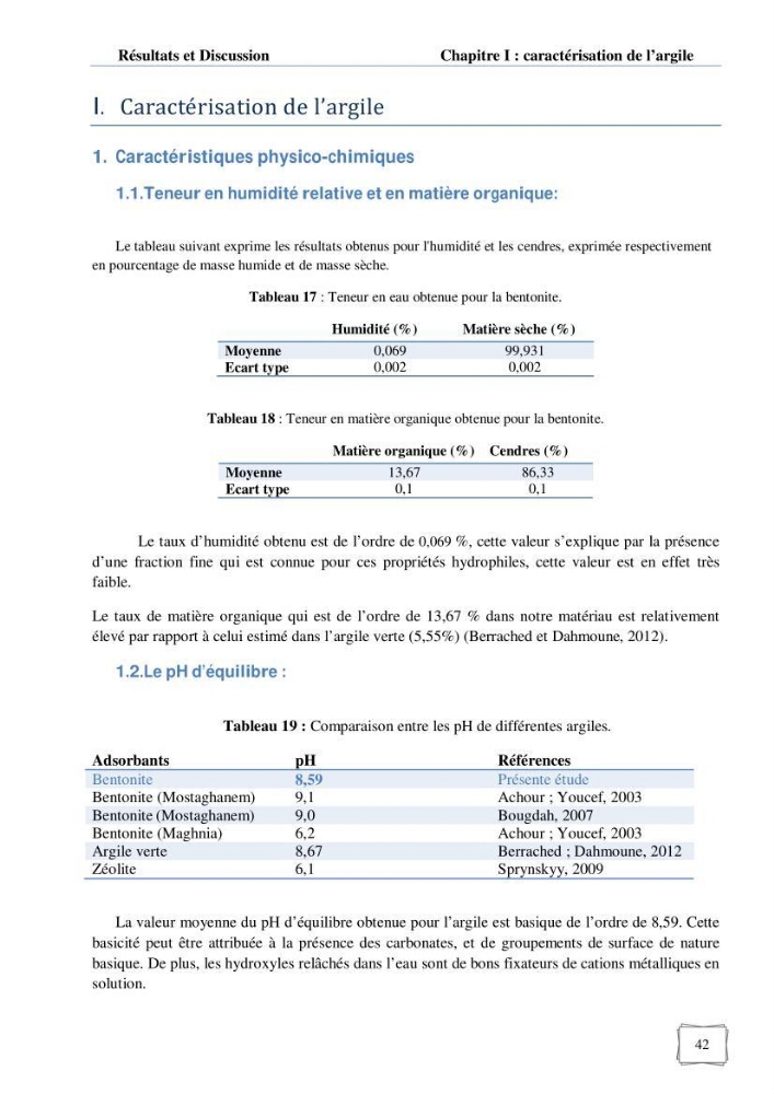 Les paramètres influençant la rétention des métaux lourds dans l\'eau sur une bentonite naturelle Algérienne
