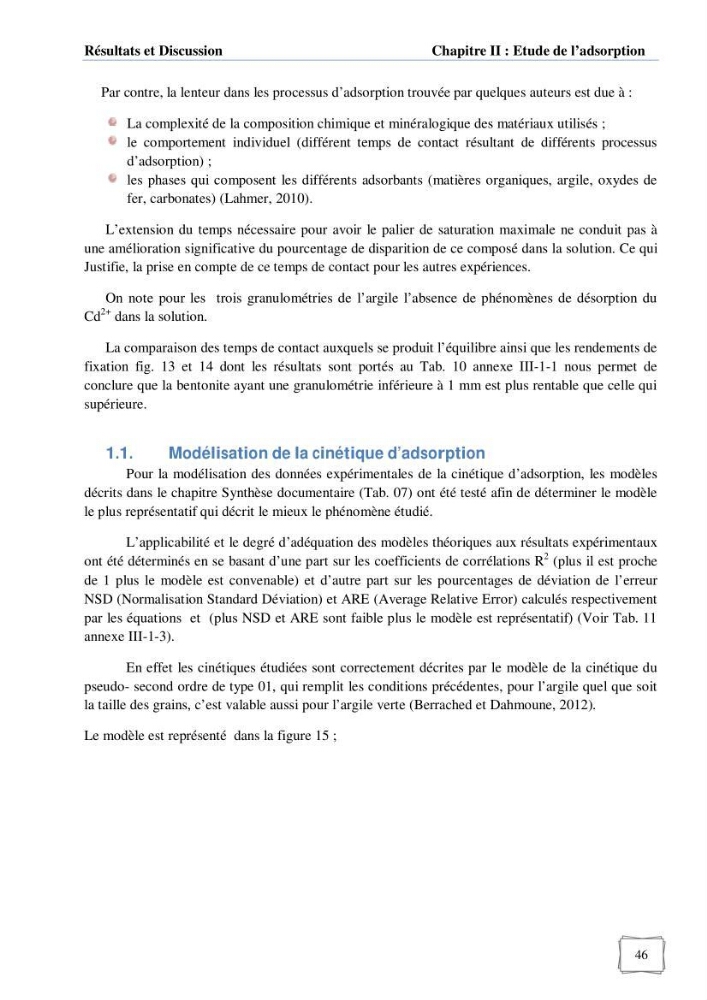 Les paramètres influençant la rétention des métaux lourds dans l\'eau sur une bentonite naturelle Algérienne