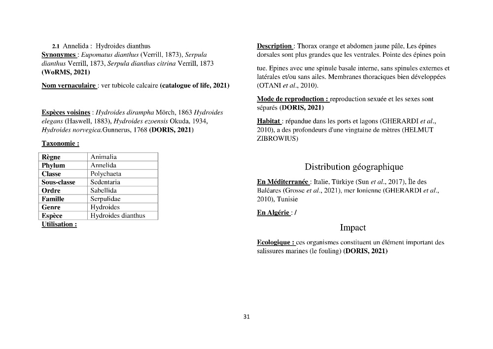 Distribution géographique et caractérisation de quelques espèces non indigènes de la côte algérienne