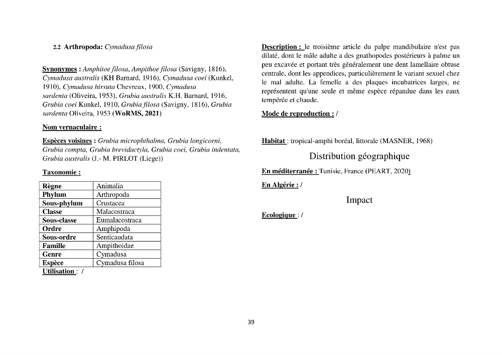 Distribution géographique et caractérisation de quelques espèces non indigènes de la côte algérienne