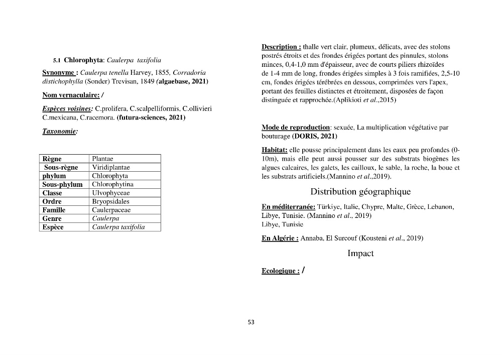 Distribution géographique et caractérisation de quelques espèces non indigènes de la côte algérienne