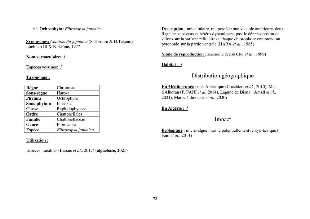 Distribution géographique et caractérisation de quelques espèces non indigènes de la côte algérienne
