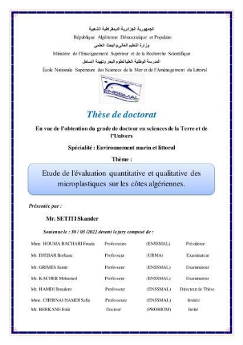 Etude de l'évaluation quantitative et qualitative des microplastiques sur les côtes algériennes Etude de l'évaluation quantitative et qualitative des microplastiques sur les côtes algériennes