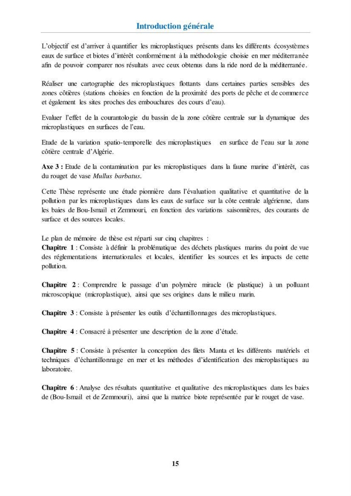Etude de l\'évaluation quantitative et qualitative des microplastiques sur les côtes algériennes