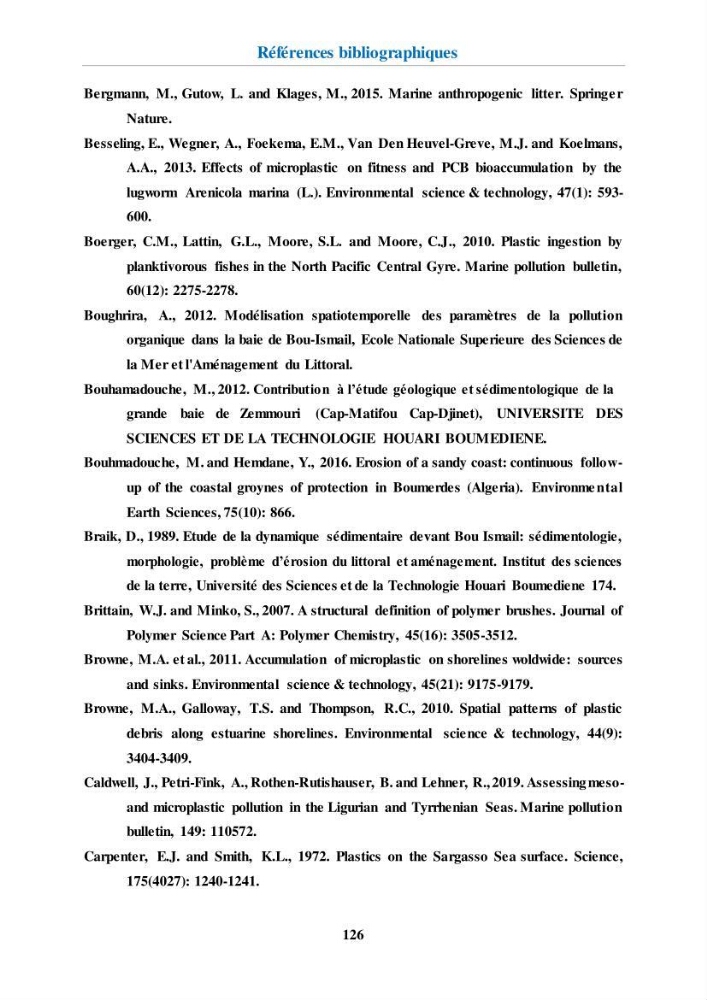 Etude de l\'évaluation quantitative et qualitative des microplastiques sur les côtes algériennes