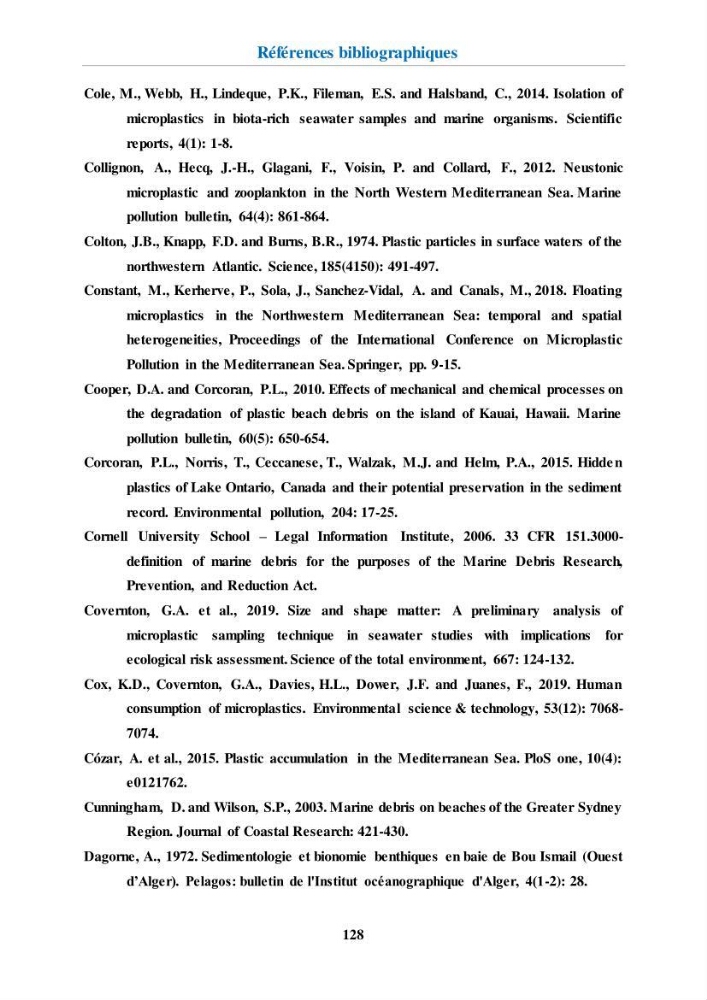 Etude de l\'évaluation quantitative et qualitative des microplastiques sur les côtes algériennes