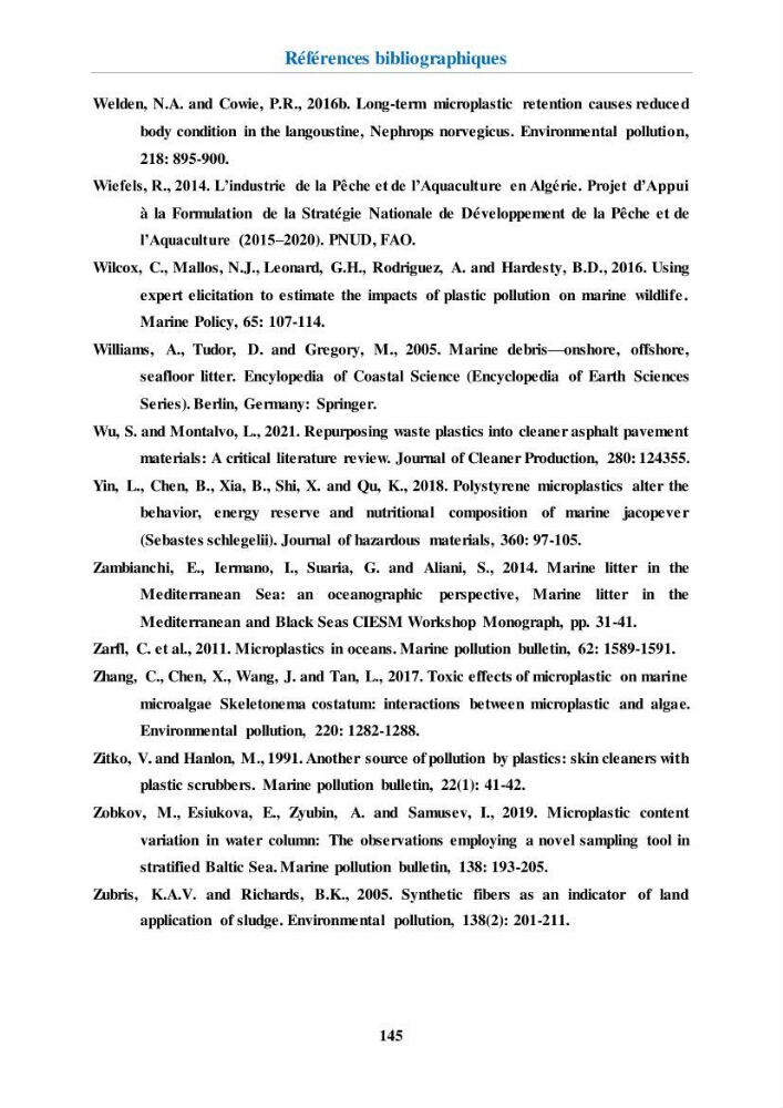 Etude de l\'évaluation quantitative et qualitative des microplastiques sur les côtes algériennes