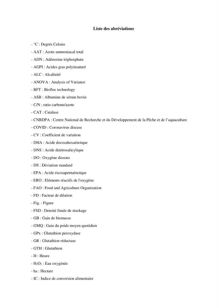 Effet de l’élevage en système biofloc sur les performances zootechniques et physiologiques du Tilapia « Oreochromis niloticus »