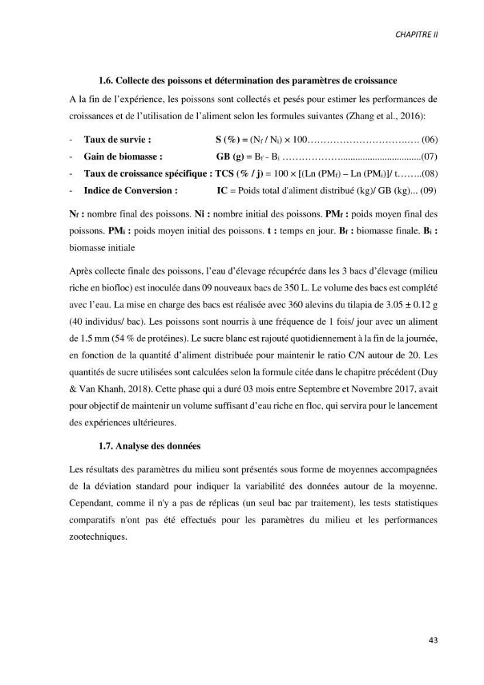 Effet de l’élevage en système biofloc sur les performances zootechniques et physiologiques du Tilapia « Oreochromis niloticus »