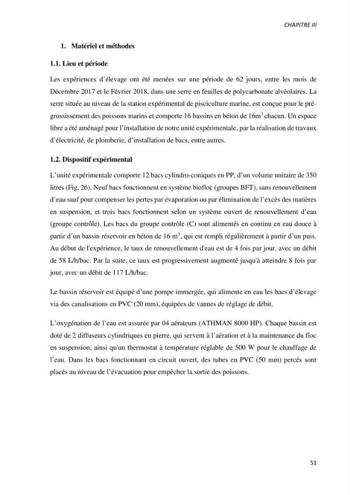 Effet de l’élevage en système biofloc sur les performances zootechniques et physiologiques du Tilapia « Oreochromis niloticus »