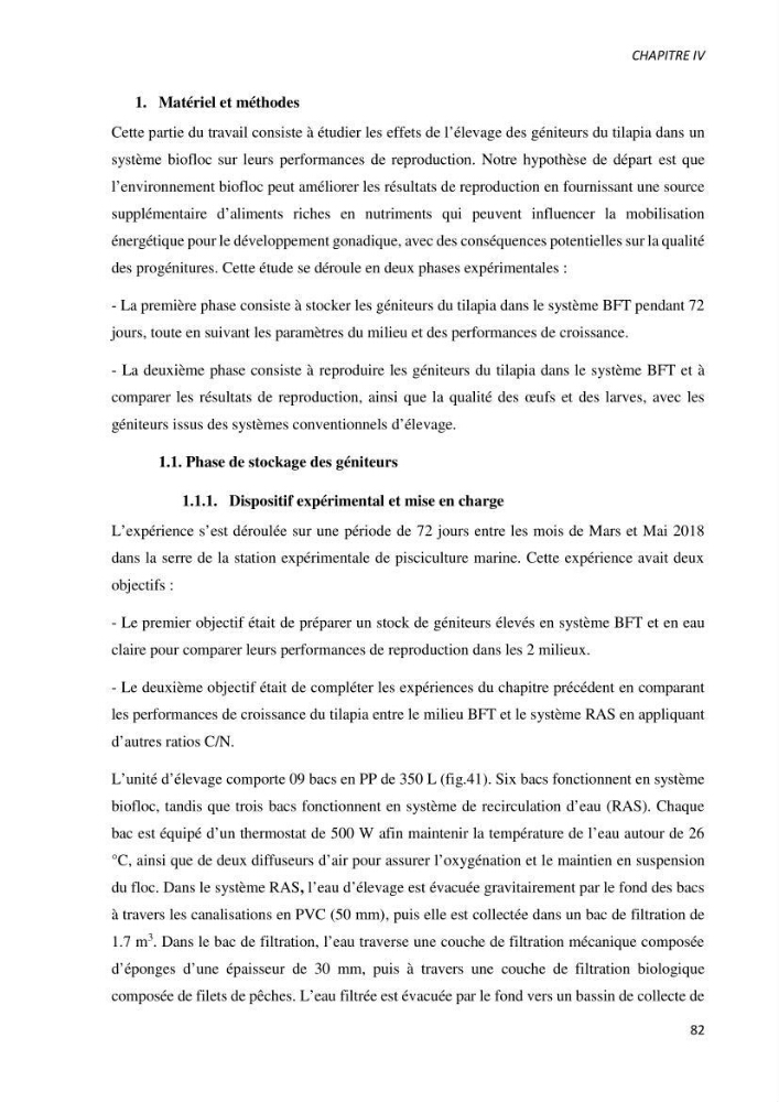 Effet de l’élevage en système biofloc sur les performances zootechniques et physiologiques du Tilapia « Oreochromis niloticus »