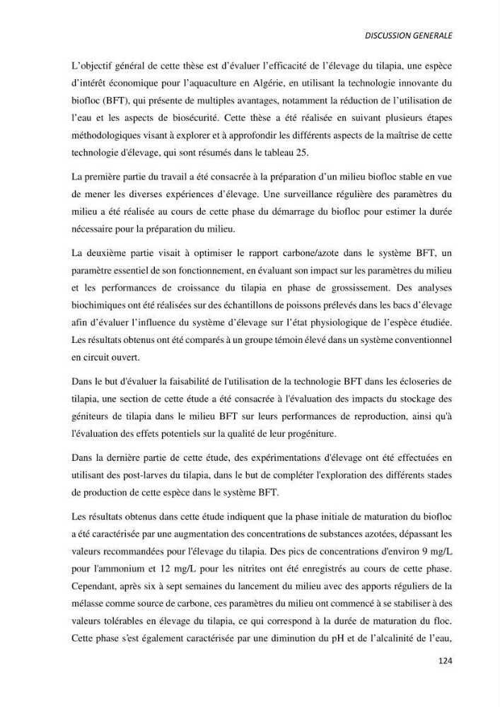 Effet de l’élevage en système biofloc sur les performances zootechniques et physiologiques du Tilapia « Oreochromis niloticus »