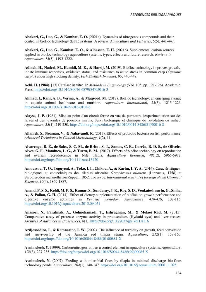 Effet de l’élevage en système biofloc sur les performances zootechniques et physiologiques du Tilapia « Oreochromis niloticus »