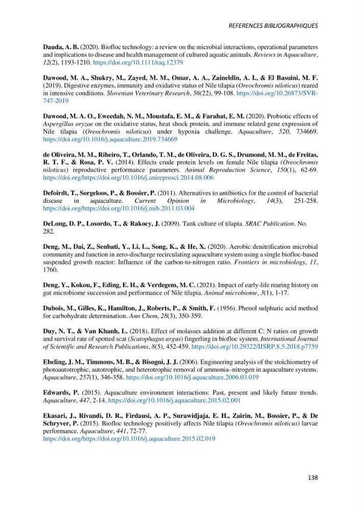 Effet de l’élevage en système biofloc sur les performances zootechniques et physiologiques du Tilapia « Oreochromis niloticus »