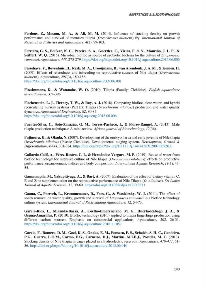 Effet de l’élevage en système biofloc sur les performances zootechniques et physiologiques du Tilapia « Oreochromis niloticus »
