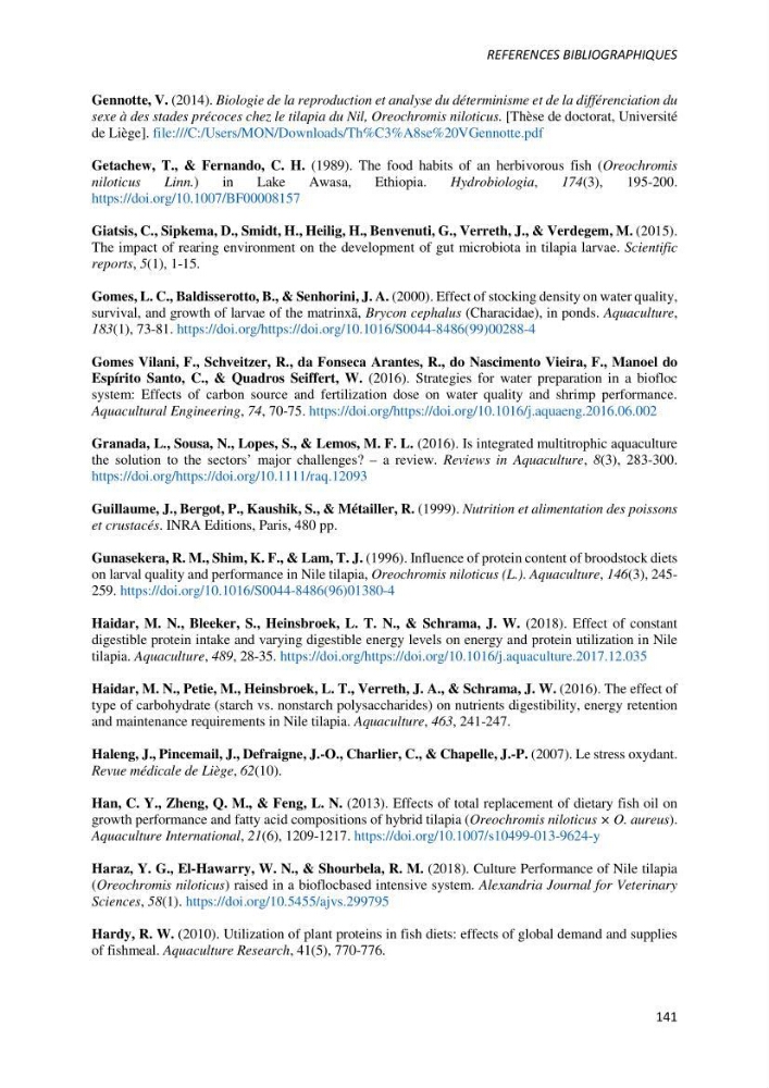 Effet de l’élevage en système biofloc sur les performances zootechniques et physiologiques du Tilapia « Oreochromis niloticus »