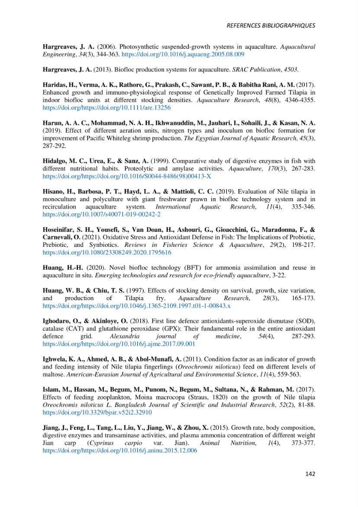 Effet de l’élevage en système biofloc sur les performances zootechniques et physiologiques du Tilapia « Oreochromis niloticus »