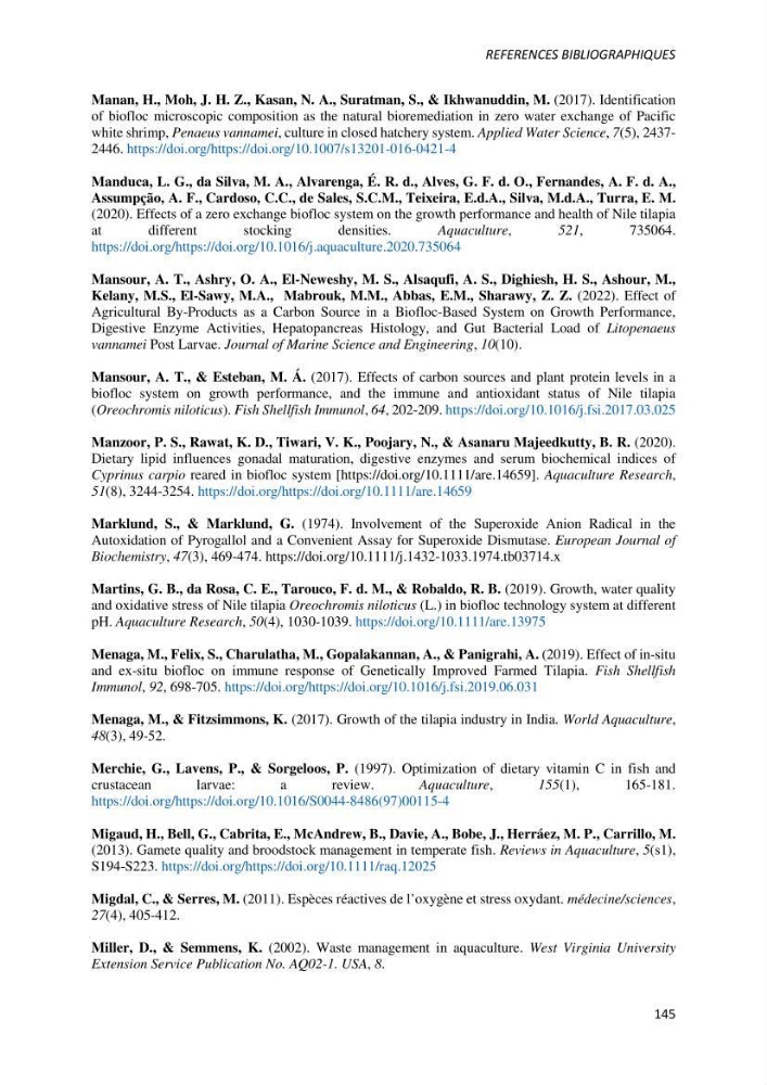 Effet de l’élevage en système biofloc sur les performances zootechniques et physiologiques du Tilapia « Oreochromis niloticus »