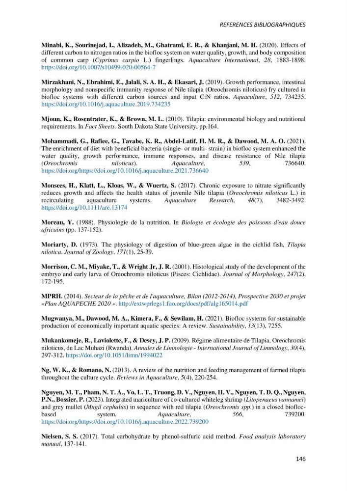 Effet de l’élevage en système biofloc sur les performances zootechniques et physiologiques du Tilapia « Oreochromis niloticus »
