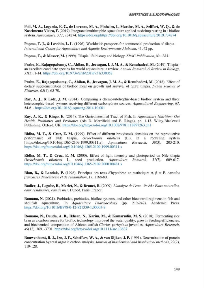 Effet de l’élevage en système biofloc sur les performances zootechniques et physiologiques du Tilapia « Oreochromis niloticus »