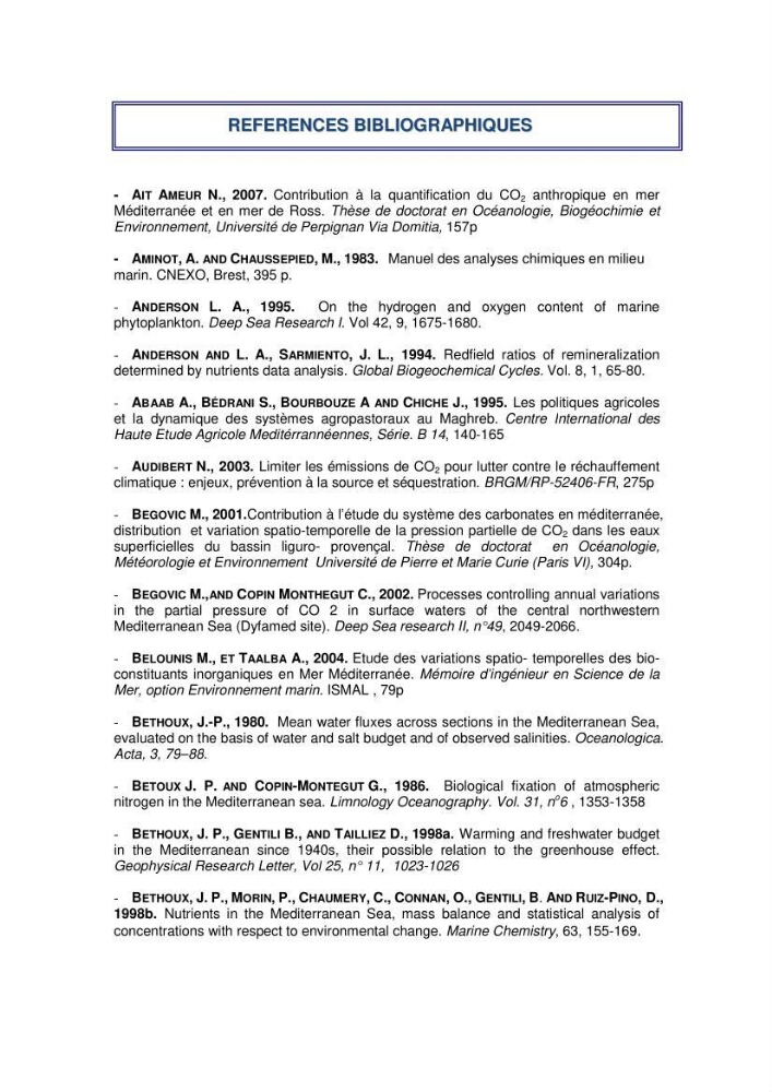 Etude du cycle biogéochimique du carbone dans le bassin algéro-provençal: