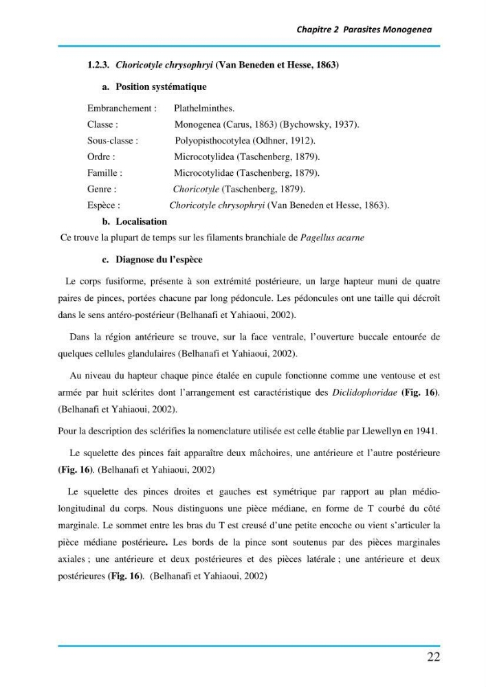 Inventaire des Monogènes parasites des poissons marins en Algérie