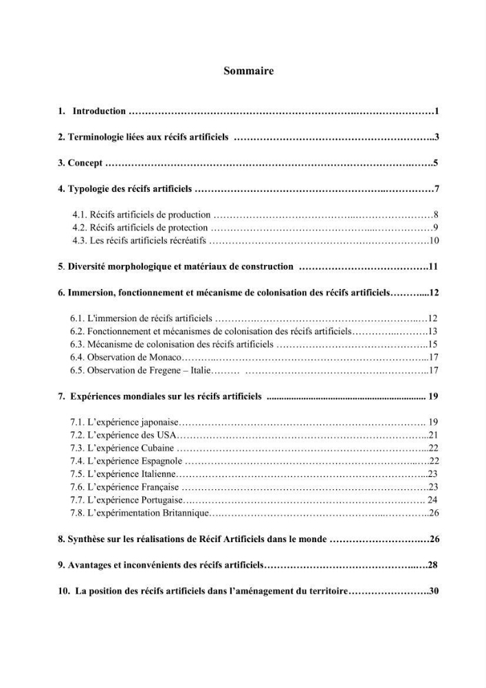Les récifs artificiels