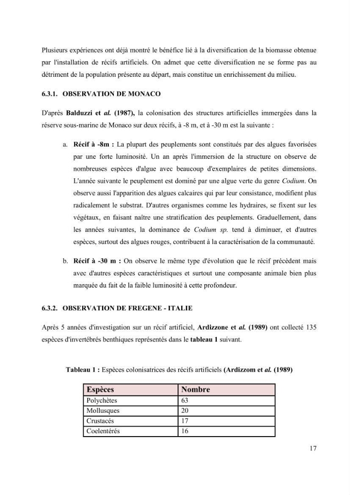 Les récifs artificiels