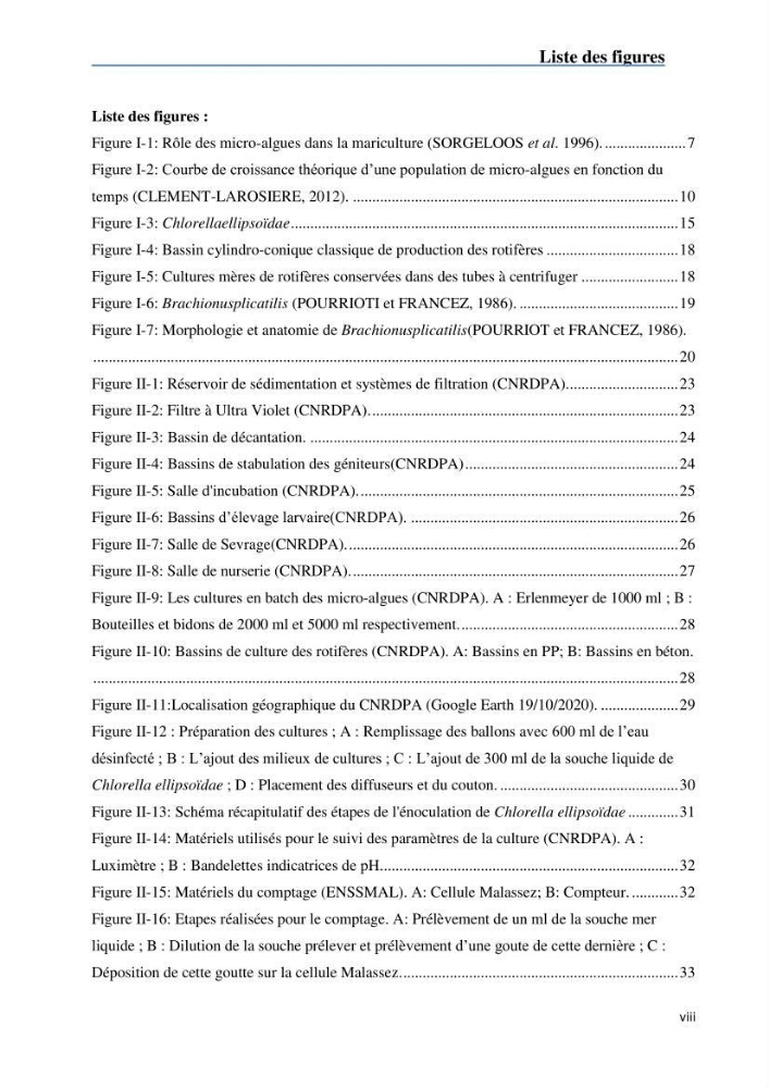 Fonctionnement d’une écloserie marine cas du CNRDPA et production de proies vivantes (Chlorella ellipsoïdae et Brachionus plicatilis)