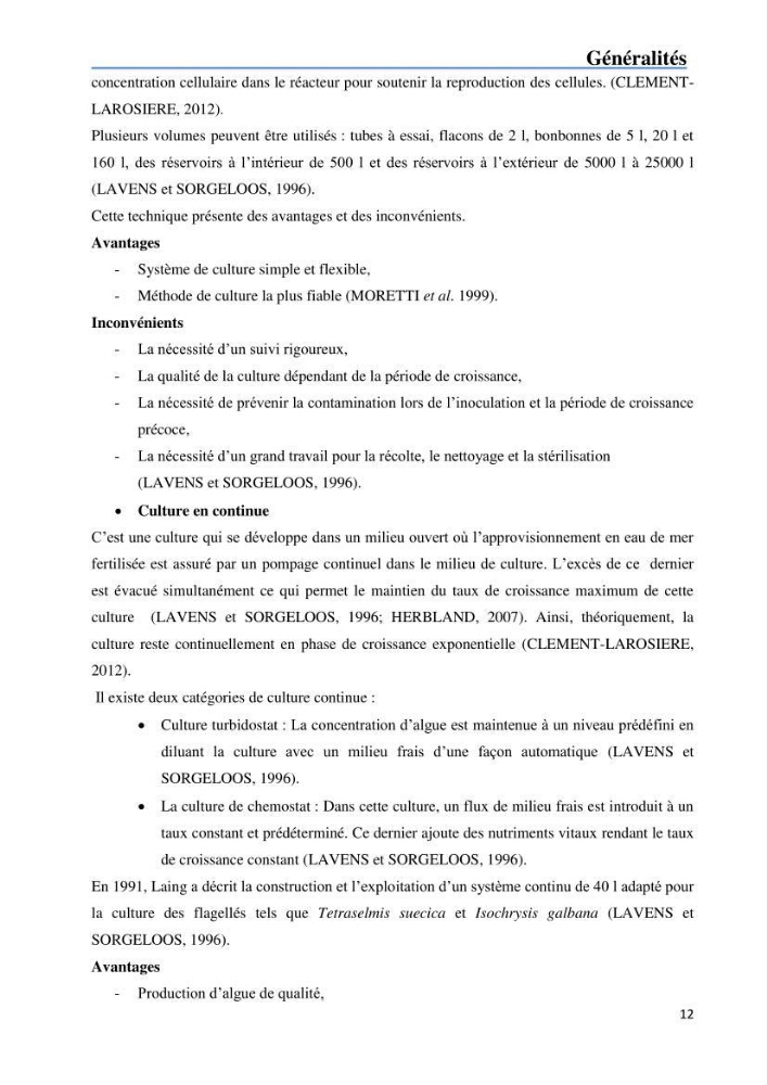 Fonctionnement d’une écloserie marine cas du CNRDPA et production de proies vivantes (Chlorella ellipsoïdae et Brachionus plicatilis)
