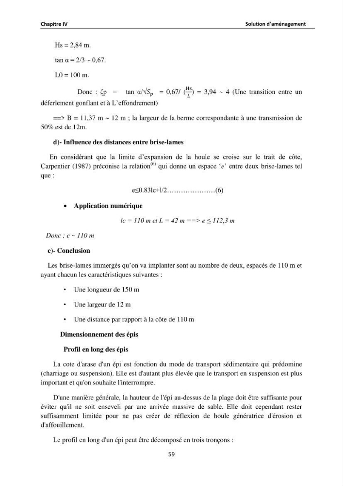 Etude de protection du rivage de Sidi Ghiles: