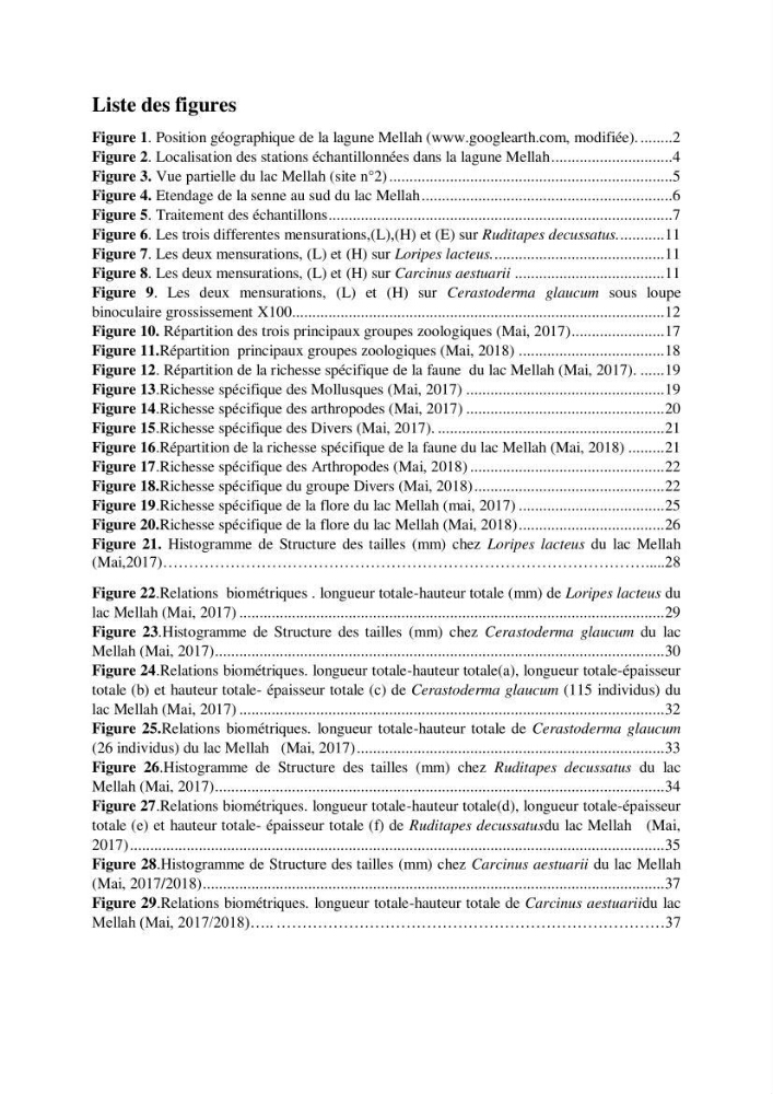 Etude de la structure du peuplement benthique de la lagune Mellah (El-Kala, Algérie) prélèvements: mai 2017 et mai 2018
