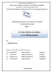 Le genre Barbus en Algérie : revue bibliographique