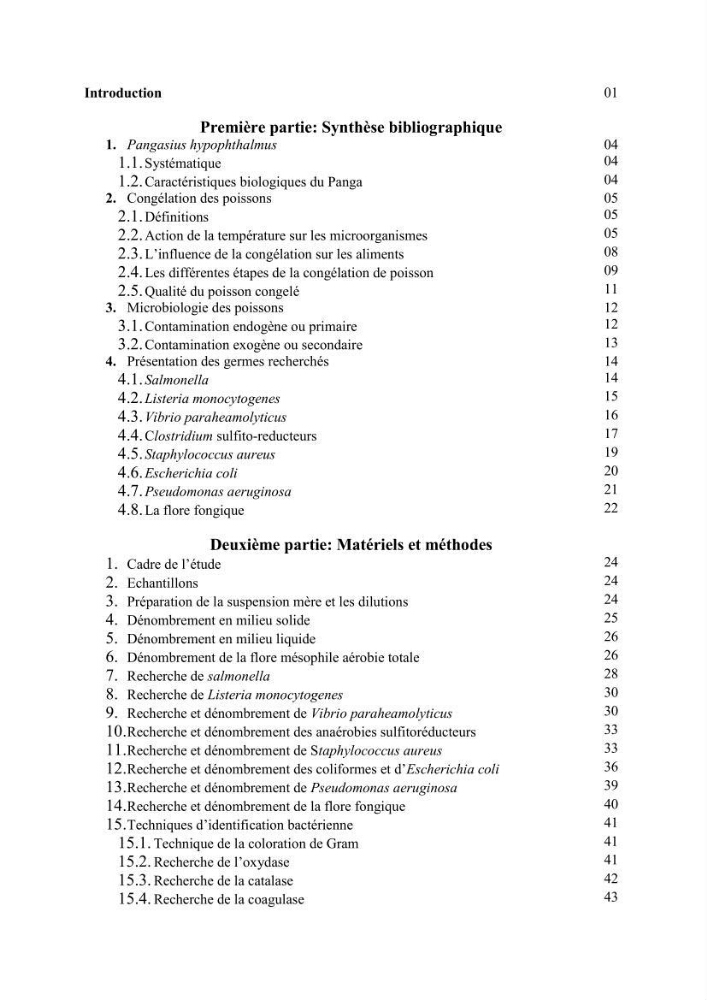 Evaluation de la qualité microbiologique de filets congelé du Panda (Pangaisius hypophthamus)