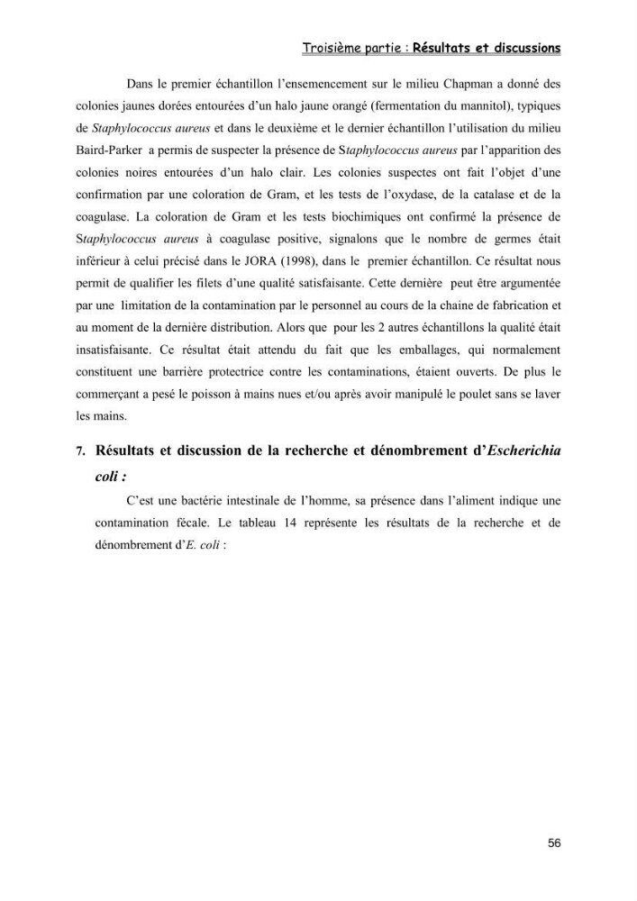 Evaluation de la qualité microbiologique de filets congelé du Panda (Pangaisius hypophthamus)