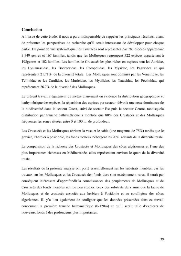 Actualisation de l’Inventaire National des Mollusques et des Crustacés de la côte algérienne