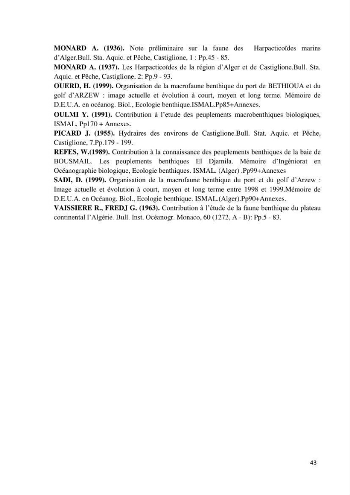 Actualisation de l’Inventaire National des Mollusques et des Crustacés de la côte algérienne
