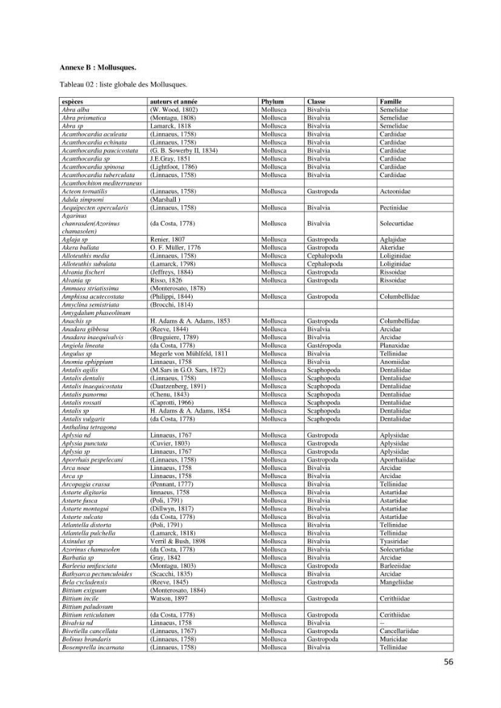 Actualisation de l’Inventaire National des Mollusques et des Crustacés de la côte algérienne
