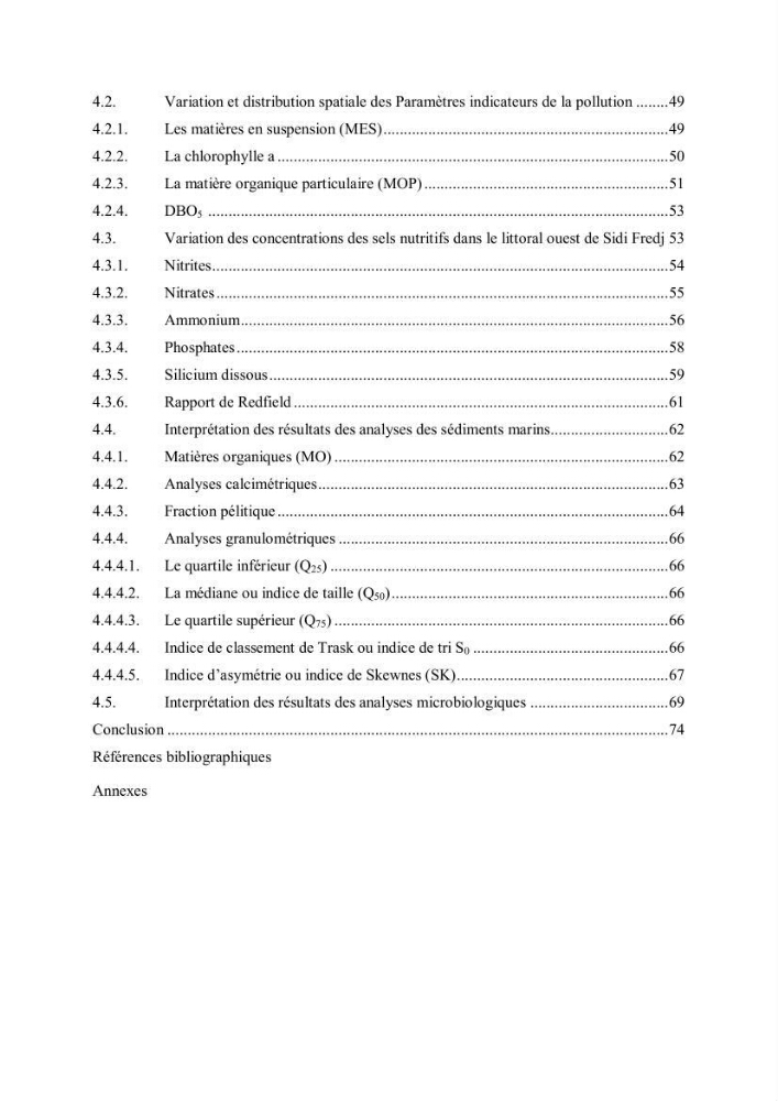 Contribution à l\'étude de la qualité des eaux et des sédiments de la plage ouest de Sidi Fredj