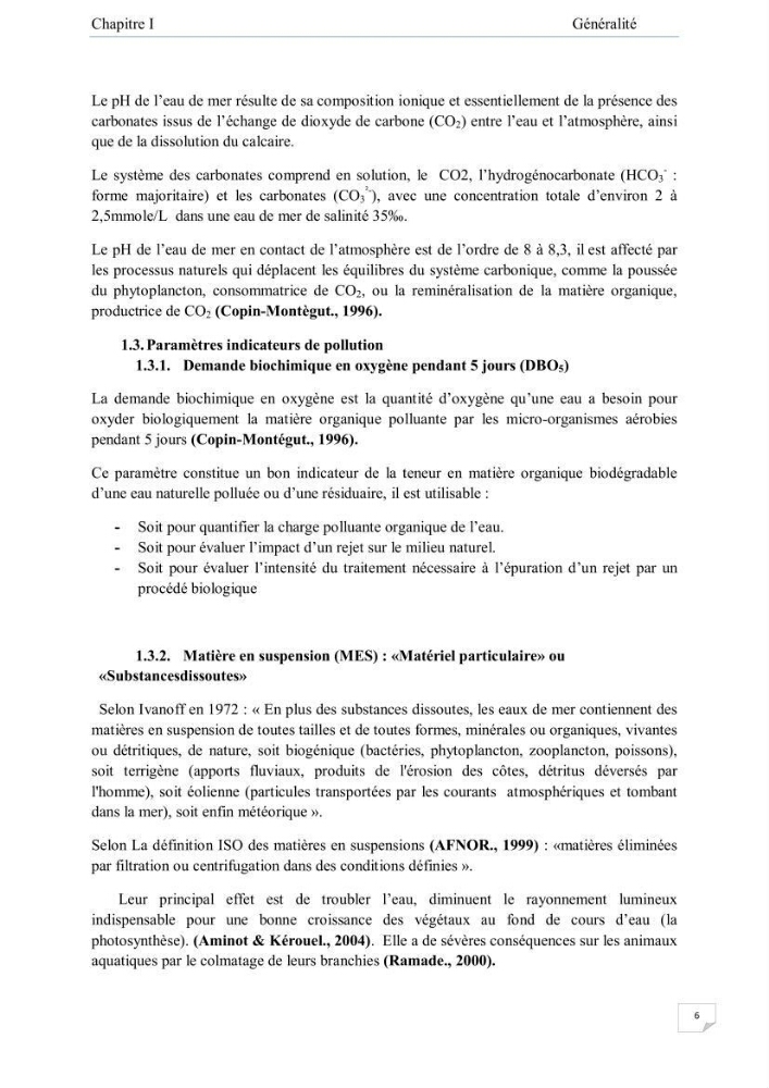 Contribution à l\'étude de la qualité des eaux et des sédiments de la plage ouest de Sidi Fredj