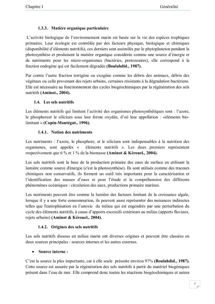 Contribution à l\'étude de la qualité des eaux et des sédiments de la plage ouest de Sidi Fredj