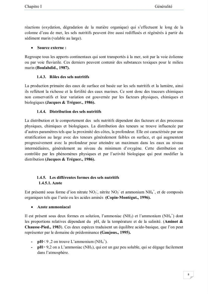 Contribution à l\'étude de la qualité des eaux et des sédiments de la plage ouest de Sidi Fredj