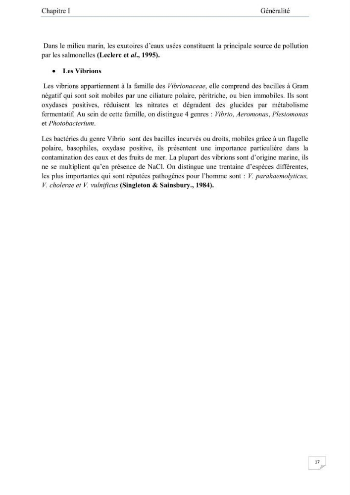 Contribution à l\'étude de la qualité des eaux et des sédiments de la plage ouest de Sidi Fredj