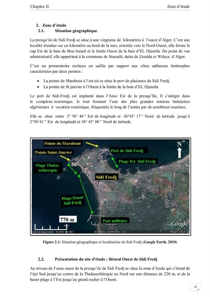 Contribution à l\'étude de la qualité des eaux et des sédiments de la plage ouest de Sidi Fredj