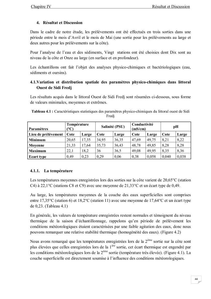 Contribution à l\'étude de la qualité des eaux et des sédiments de la plage ouest de Sidi Fredj