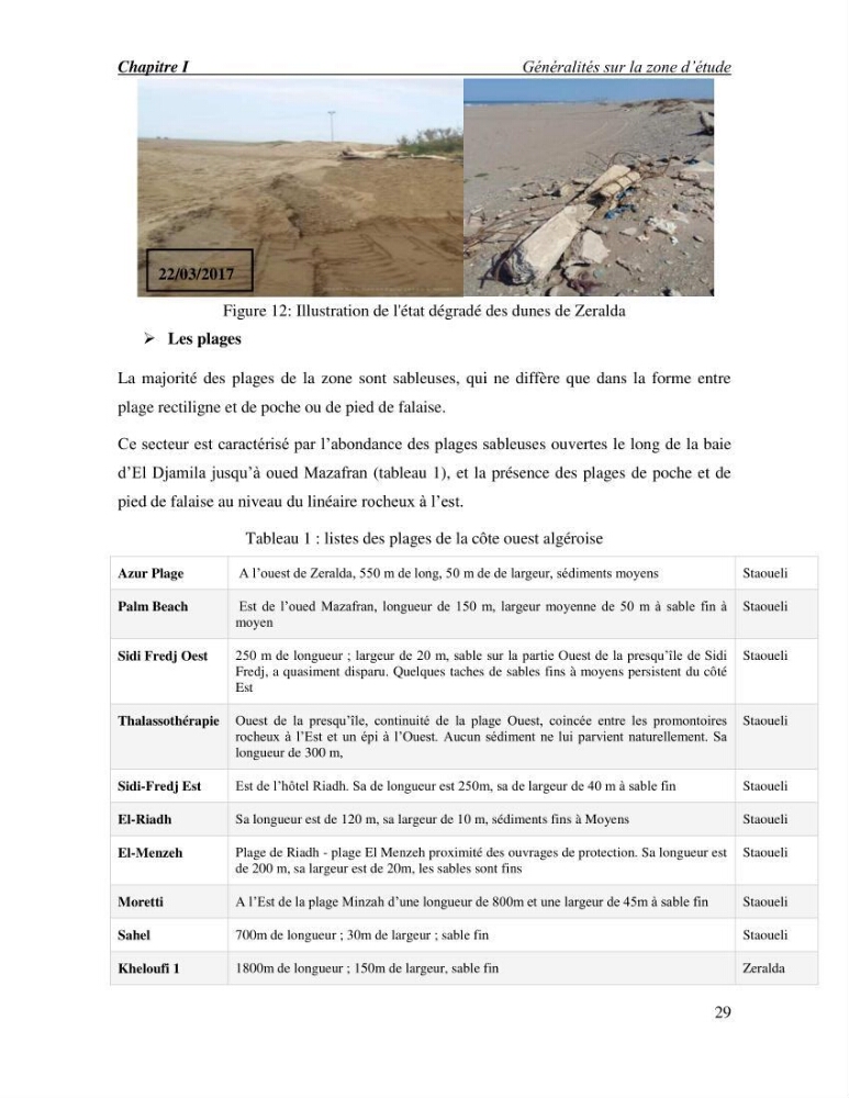 Etude de faisabilité de rechargement artificiel des plages de la côte Ouest-Algéroise